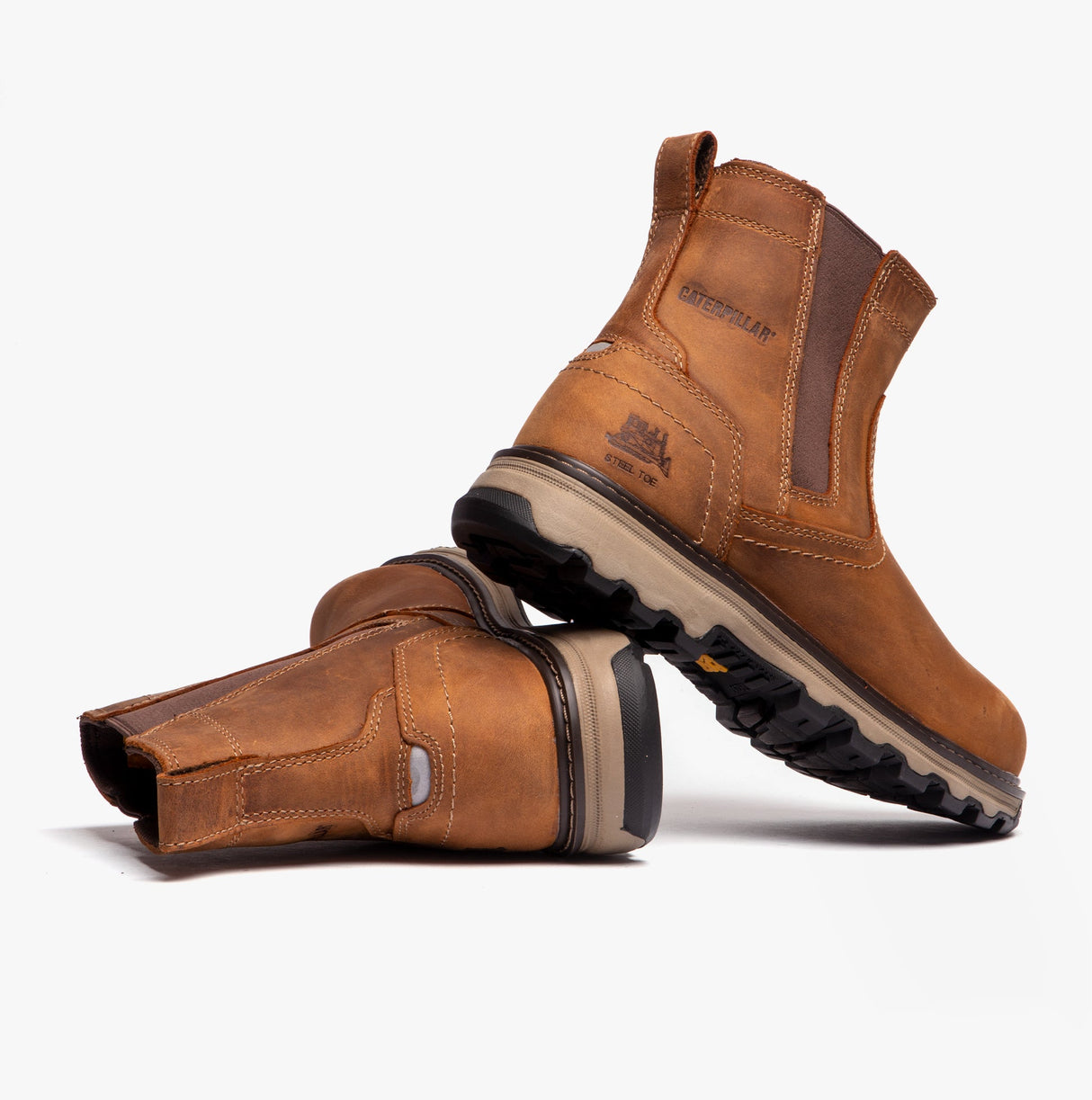 CAT PELTON Mens Dealer Safety Boots Beige