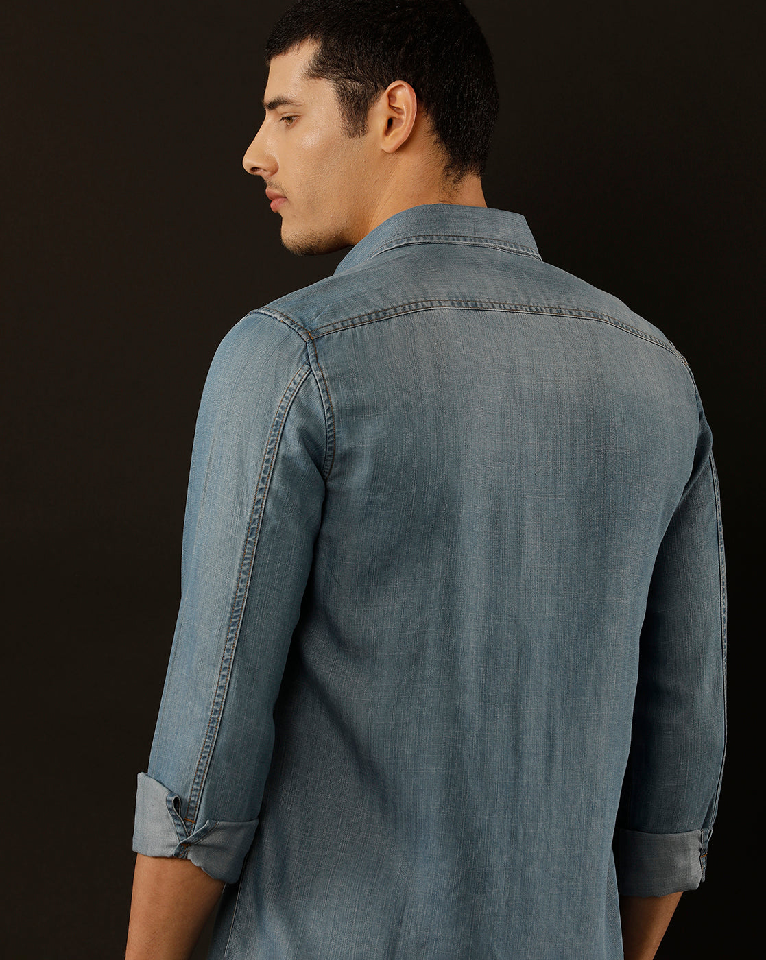 Men's Slim Fit Solid Denim Casual Shirt (COALA)