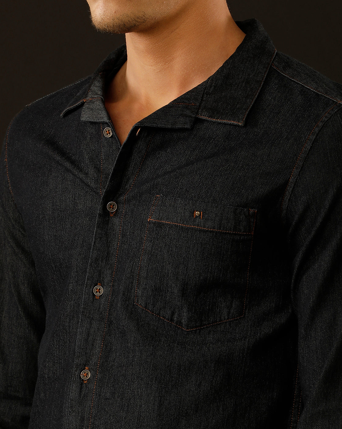 Men's Slim Fit Solid Denim Casual Shirt (CUPPS)