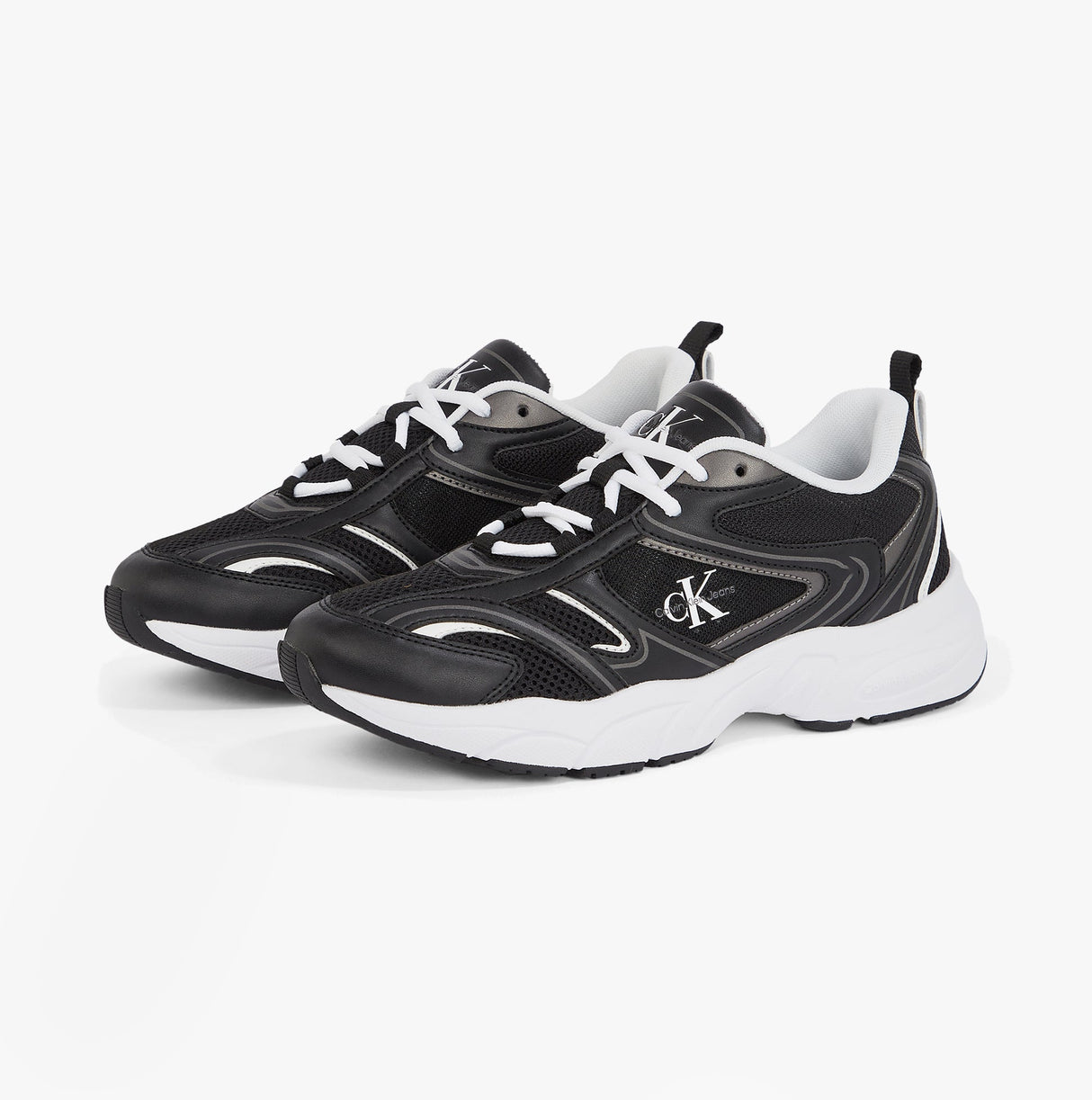 Calvin Klein RETRO TENNIS MESH Womens Trainers Black/Bright White
