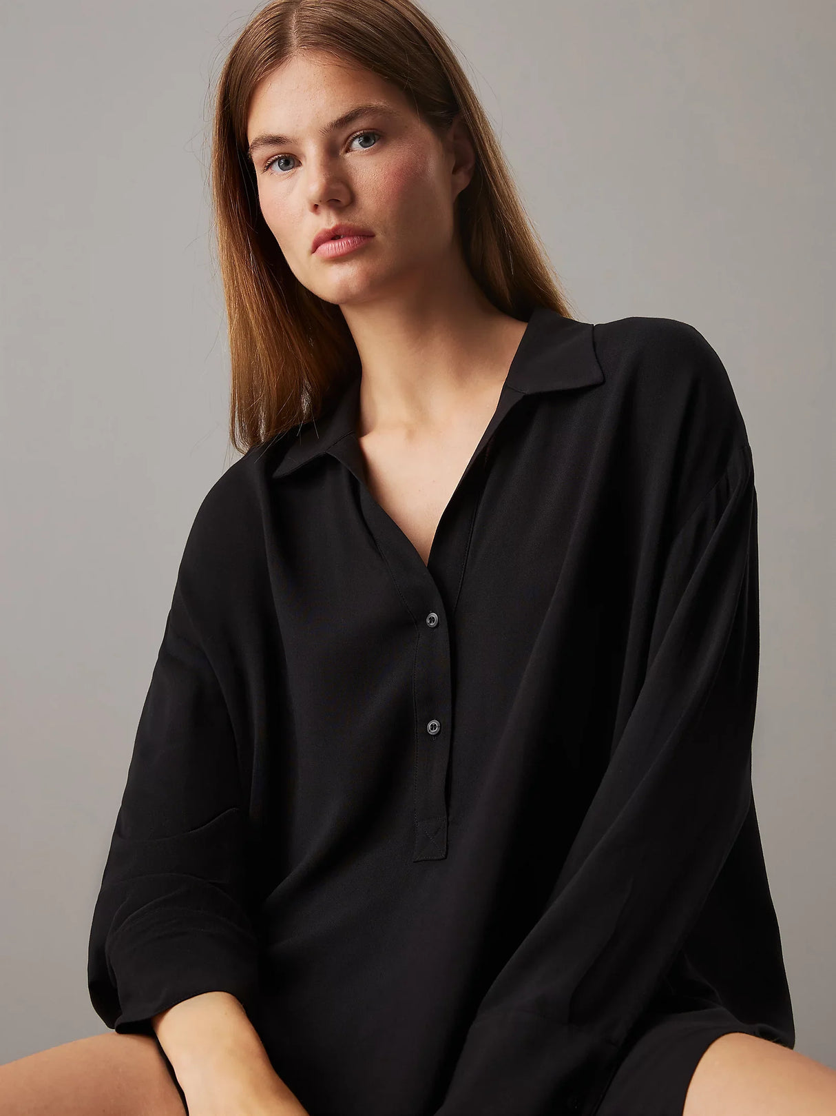 Calvin Klein WOVEN VISCOSE Womens Nightshirt Black