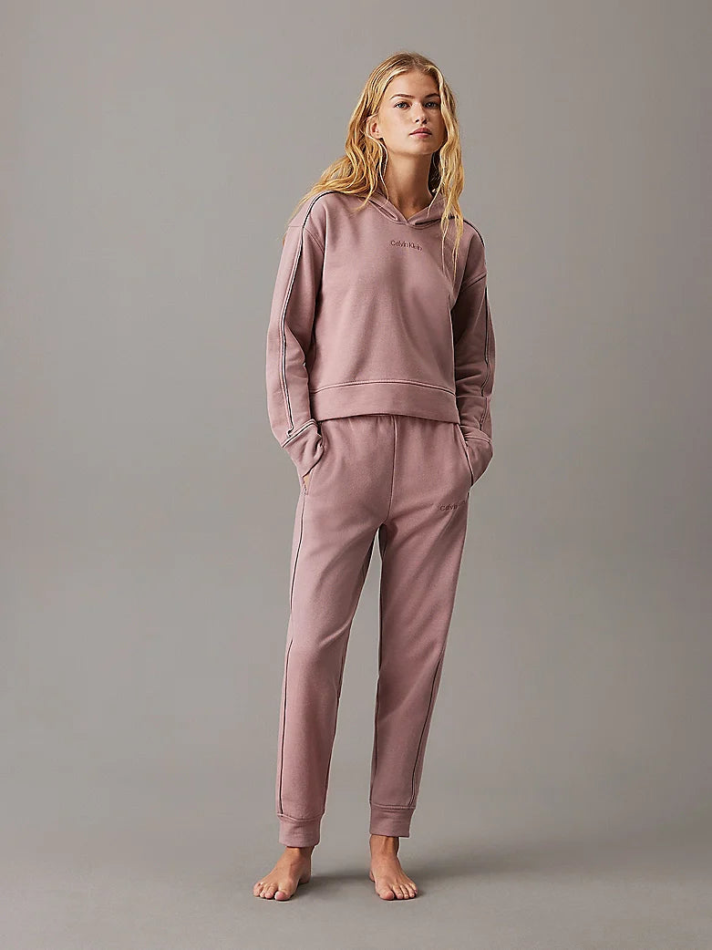 Calvin Klein TONAL LOGO LOUNGE Womens Hoodie Sand Trap
