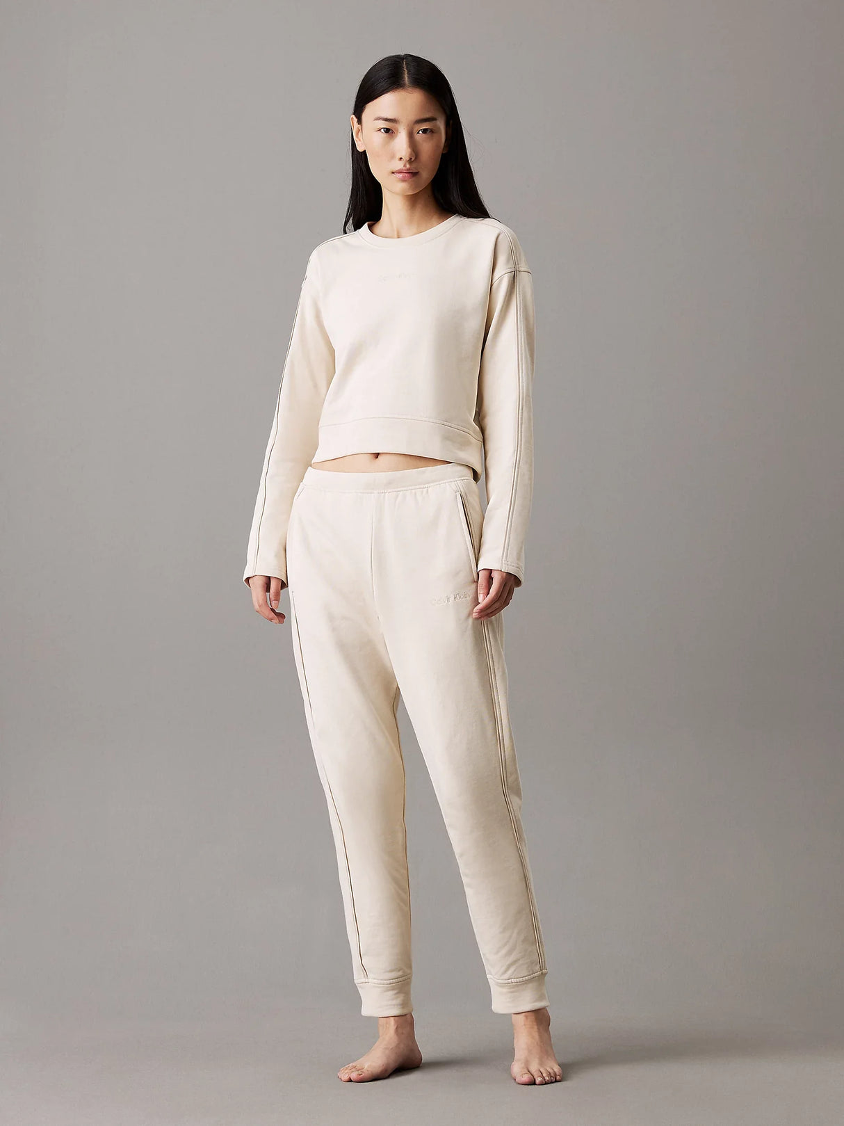 Calvin Klein TONAL LOGO LOUNGE Womens Joggers Sandshell