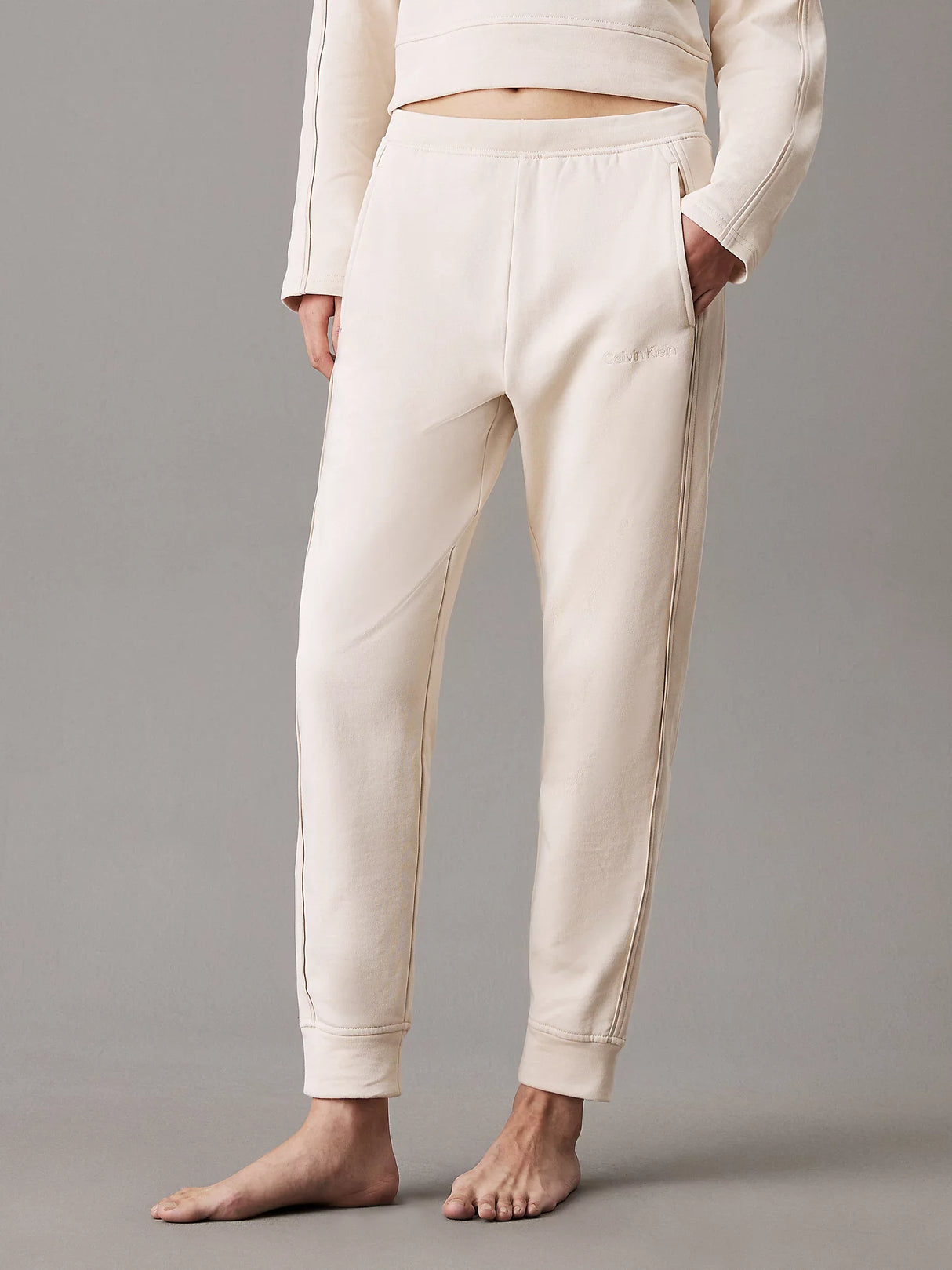 Calvin Klein TONAL LOGO LOUNGE Womens Joggers Sandshell