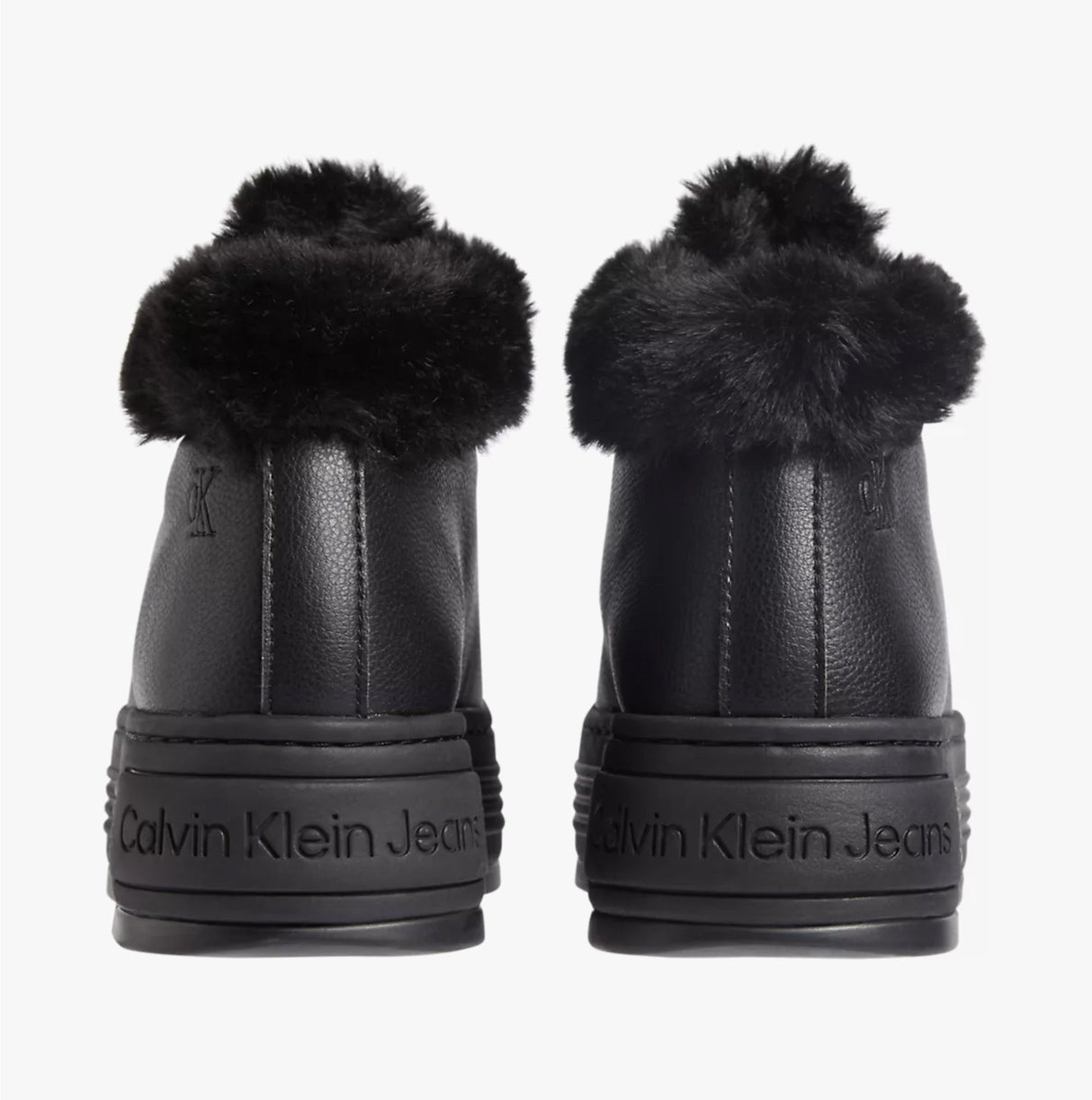 Calvin Klein BOLD PLATFORM LOW LACE UP Womens Trainers Triple Black