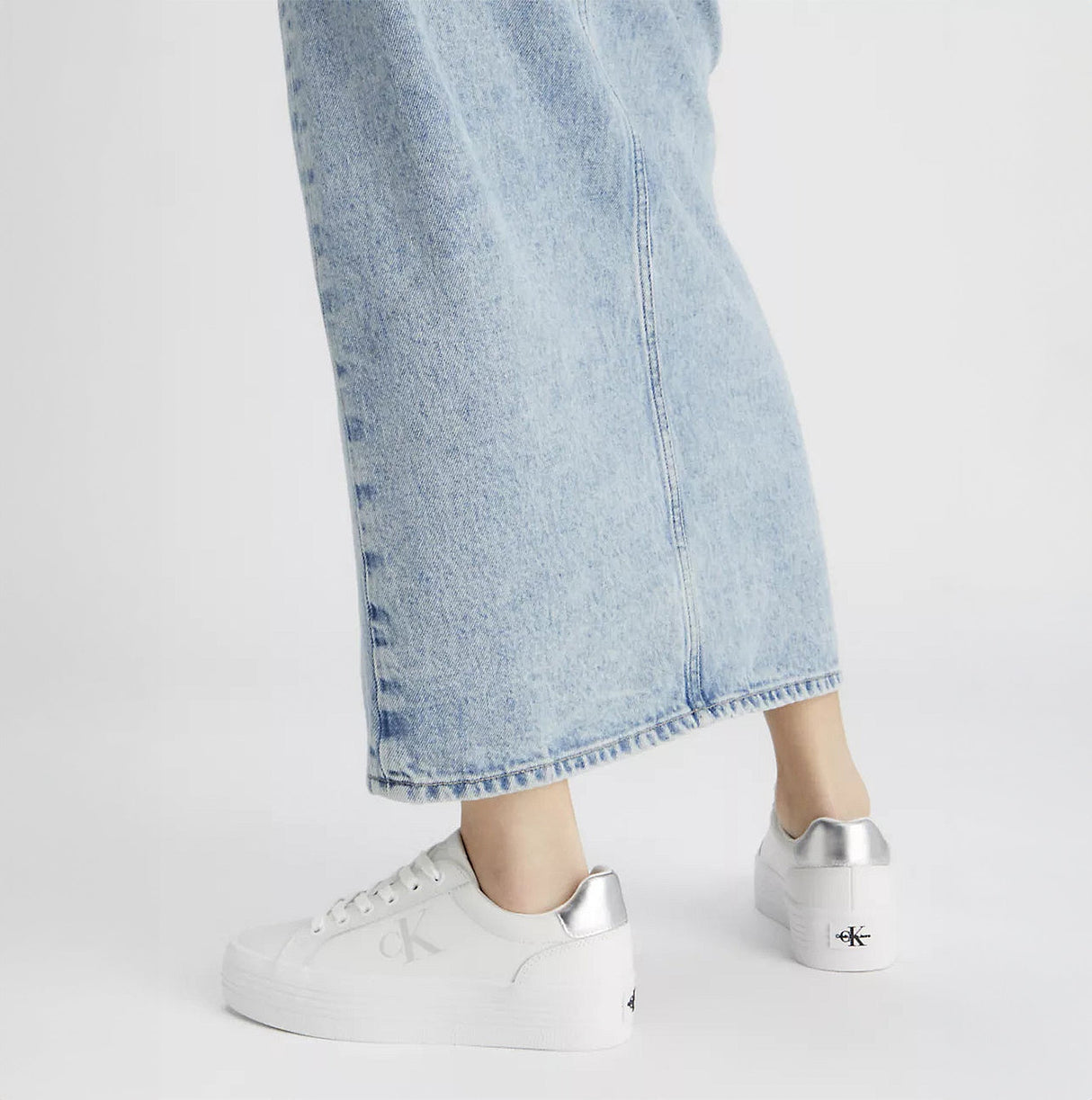 Calvin Klein BOLD VULCANISED FLATFORM Womens Trainers Bright White/Silver