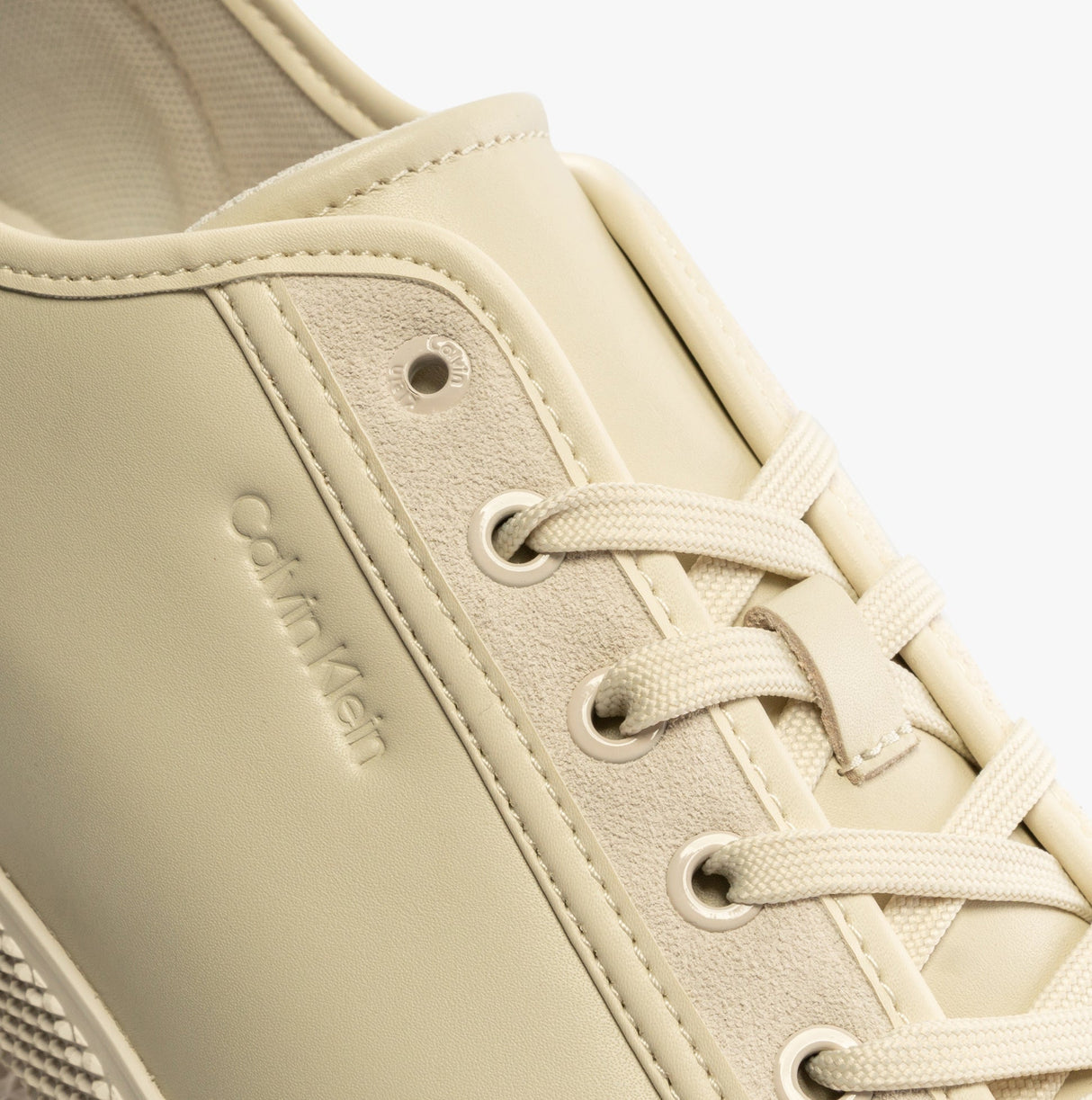 Calvin Klein LOW TOP LACE UP Mens Trainers Dk Ecru