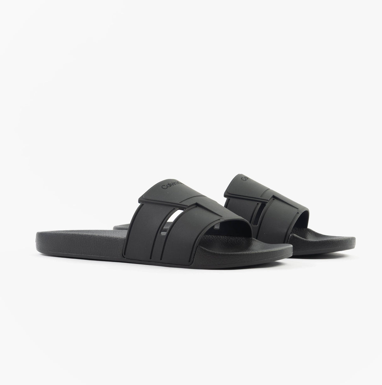Calvin Klein POOL SLIDE DOUBLE T Mens Sliders Ck Black