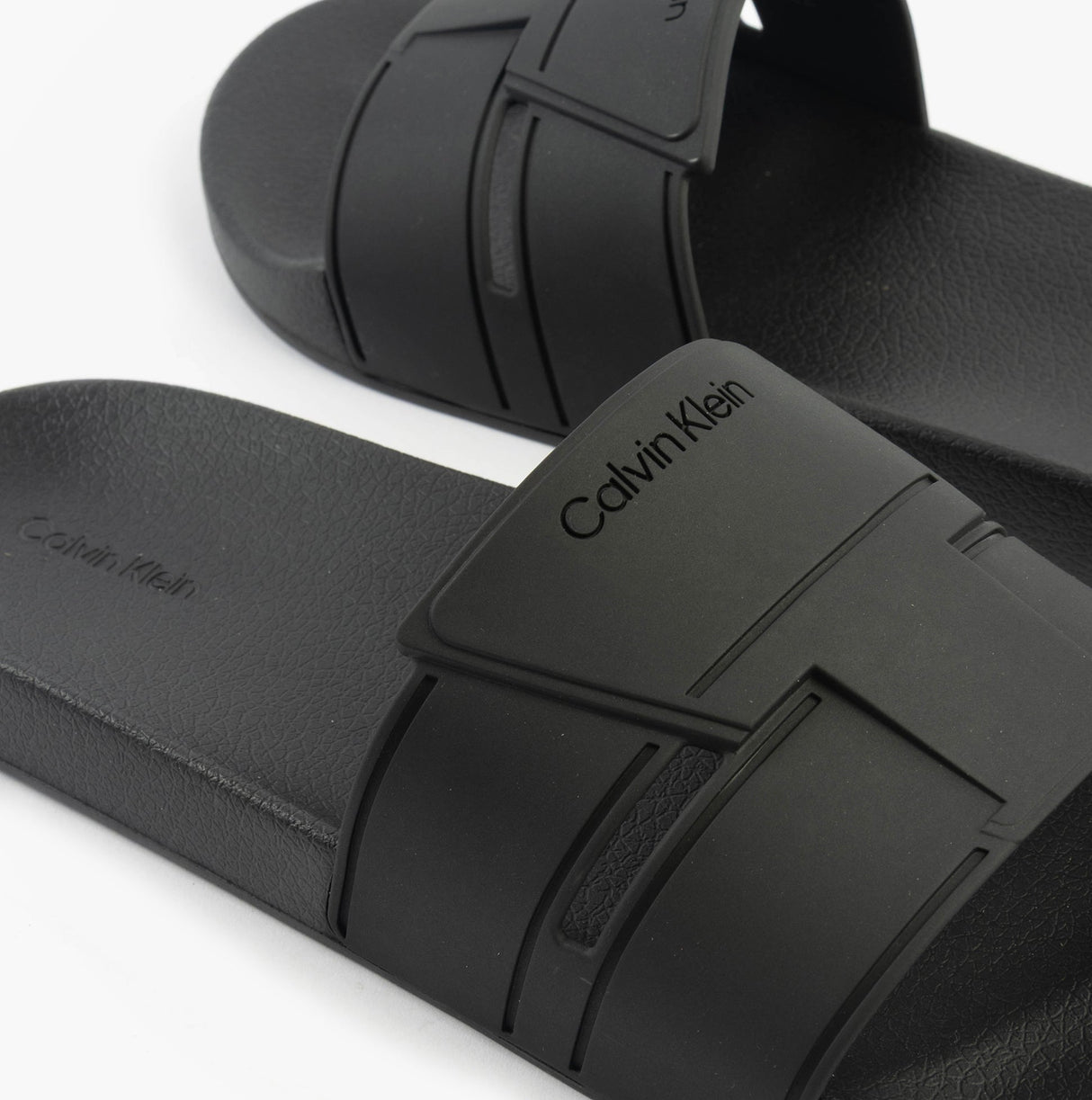 Calvin Klein POOL SLIDE DOUBLE T Mens Sliders Ck Black