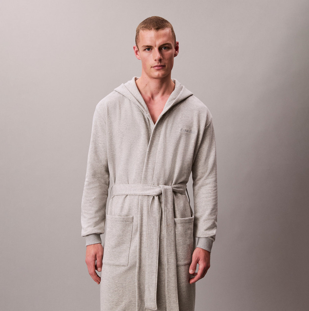 Calvin Klein HOODED ROBE Mens Bathrobes Grey Heather