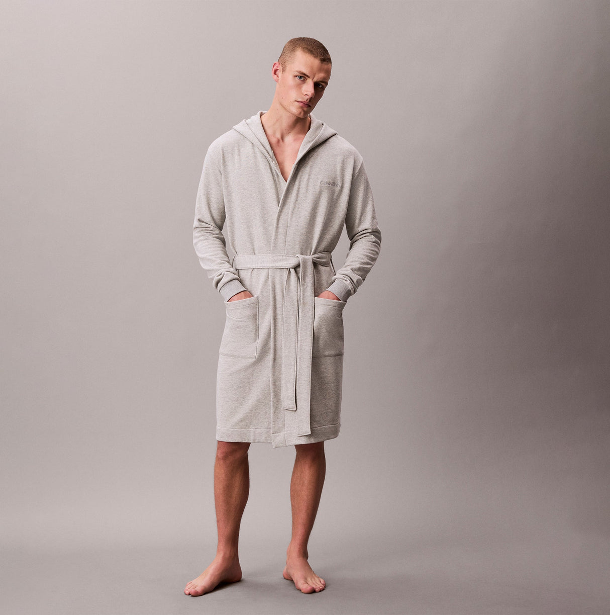 Calvin Klein HOODED ROBE Mens Bathrobes Grey Heather