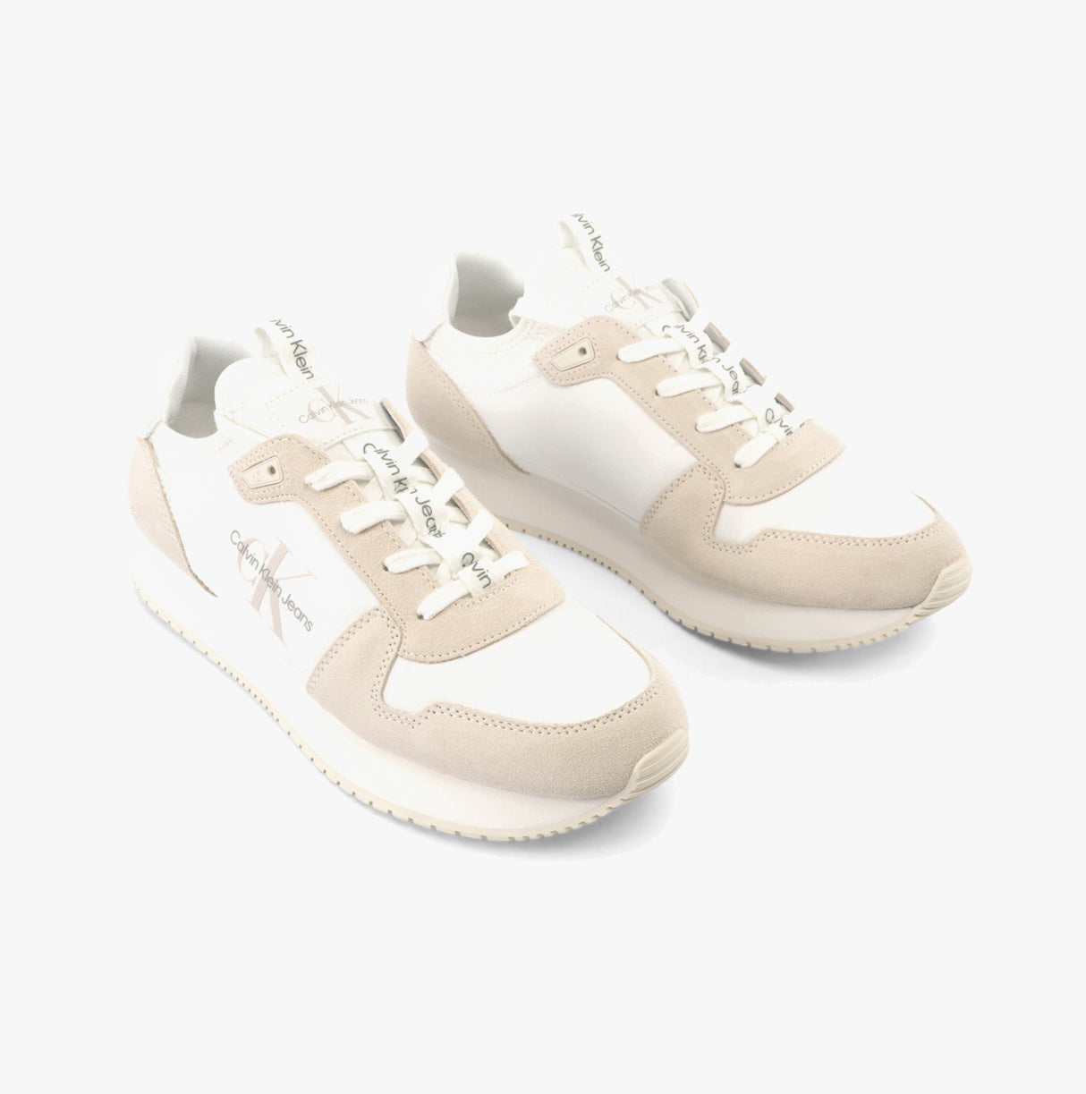 Calvin Klein RUNNER SO LACEUP Mens Trainers Bright White/Eggshell