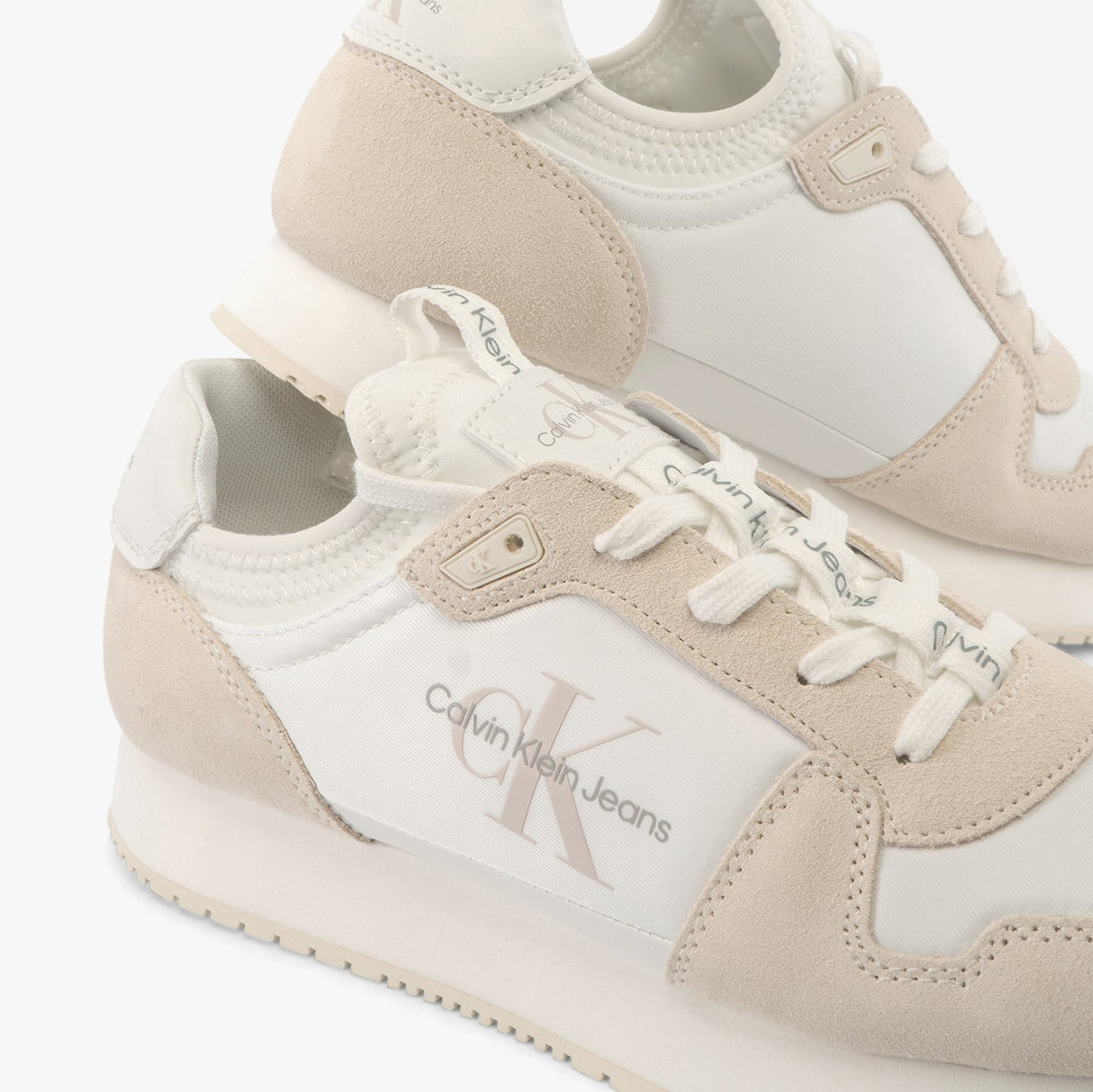 Calvin Klein RUNNER SO LACEUP Mens Trainers Bright White/Eggshell