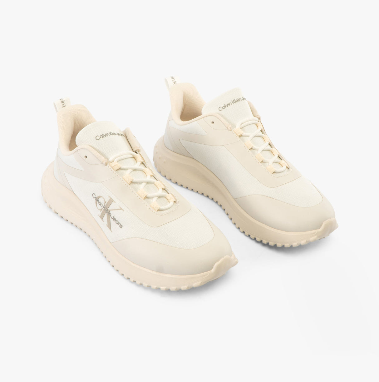 Calvin Klein EVA RUNNER LOW LACE Mens Trainers Bright White/White/ Eggshell