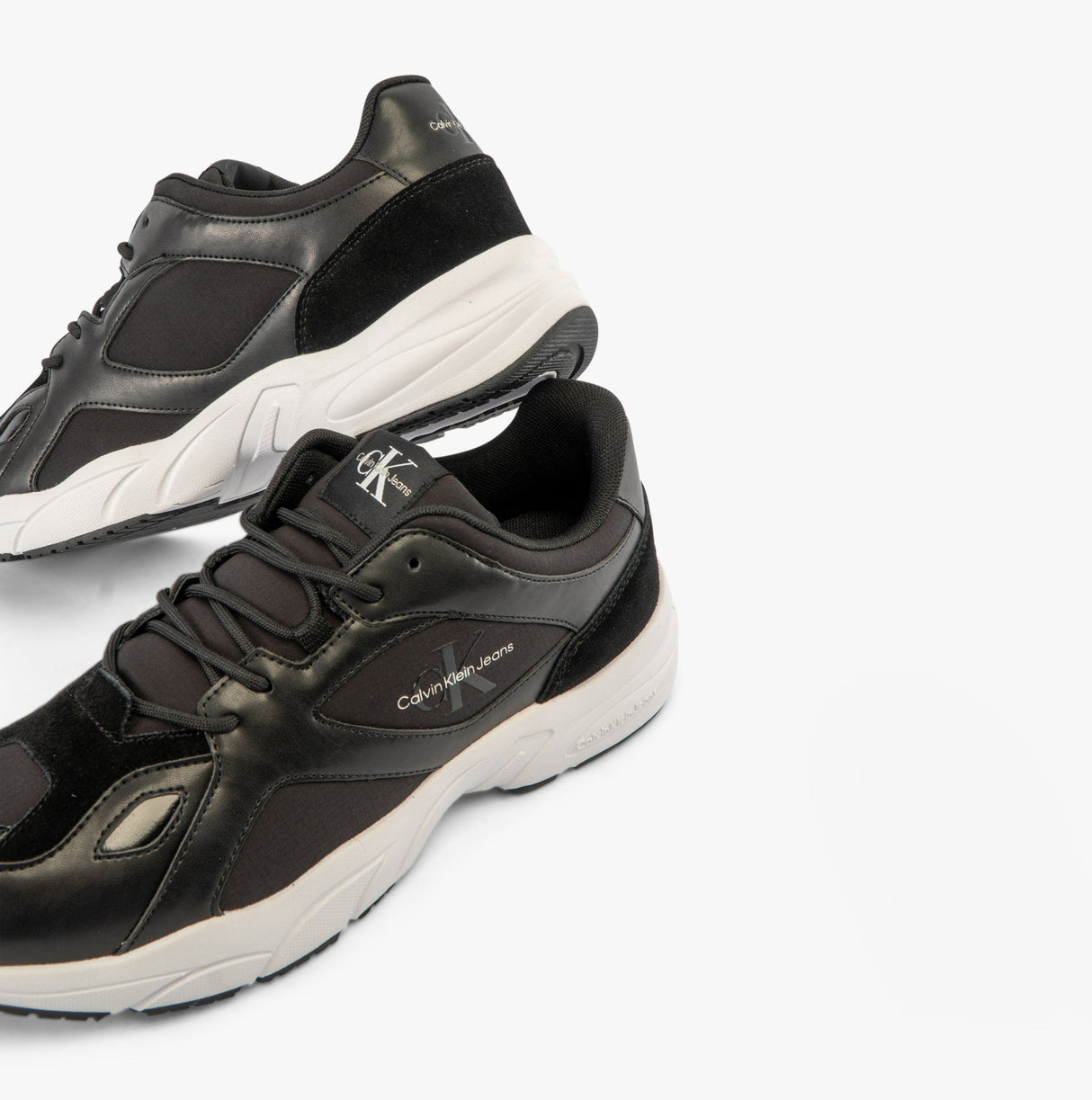 Calvin Klein RETRO TENNIS Mens Trainers Black/Black/Eggshell