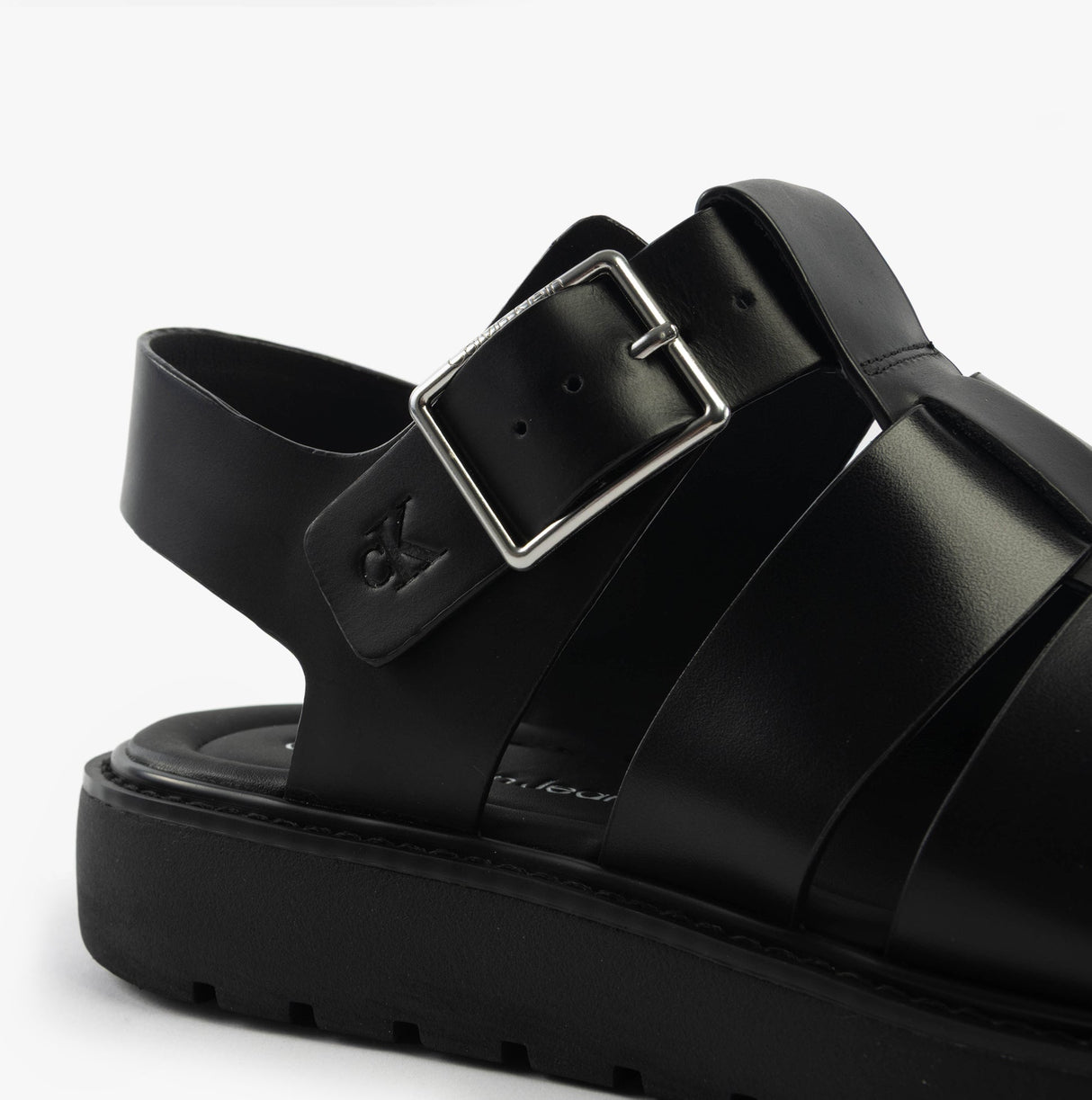 Calvin Klein LEATHER FISHERMAN Womens Sandals Triple Black