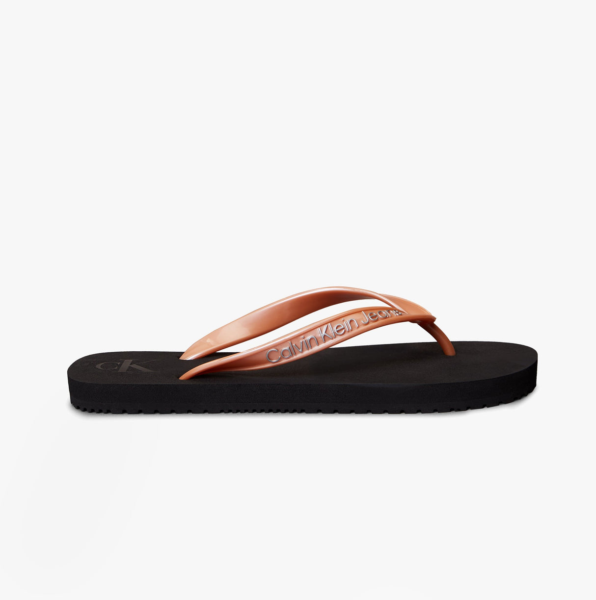 Calvin Klein BEACH SANDAL MONOLOGUE Womens Flip Flops Black/Dusty Coral