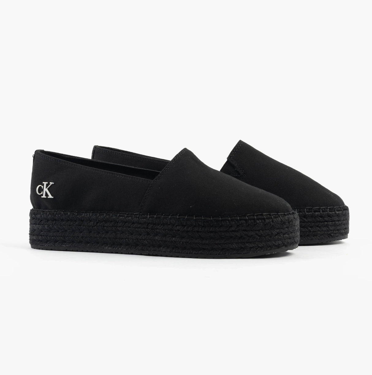 Calvin Klein FLATFORM Espadrille Womens Canvas & Plimsolls Triple Black