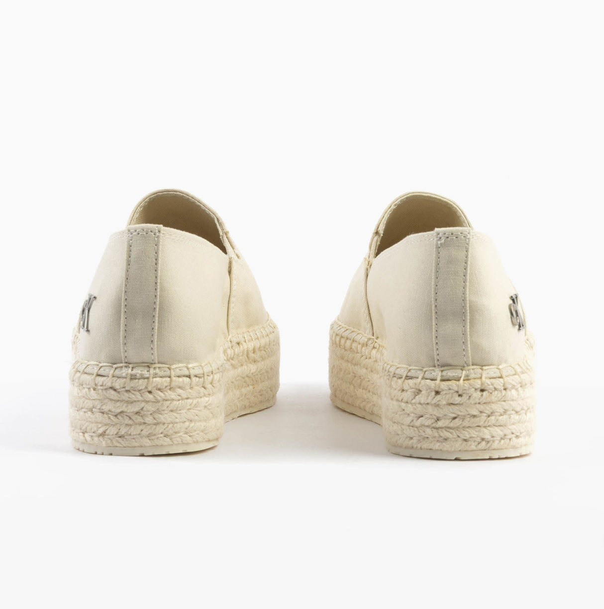 Calvin Klein FLATFORM Espadrille Womens Canvas Shoes Turtle Dove