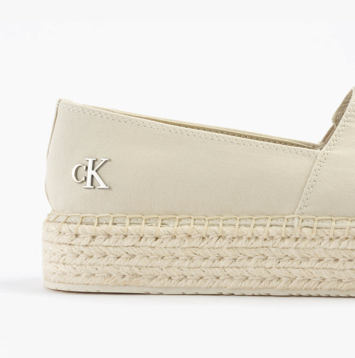 Calvin Klein FLATFORM Espadrille Womens Canvas Shoes Turtle Dove