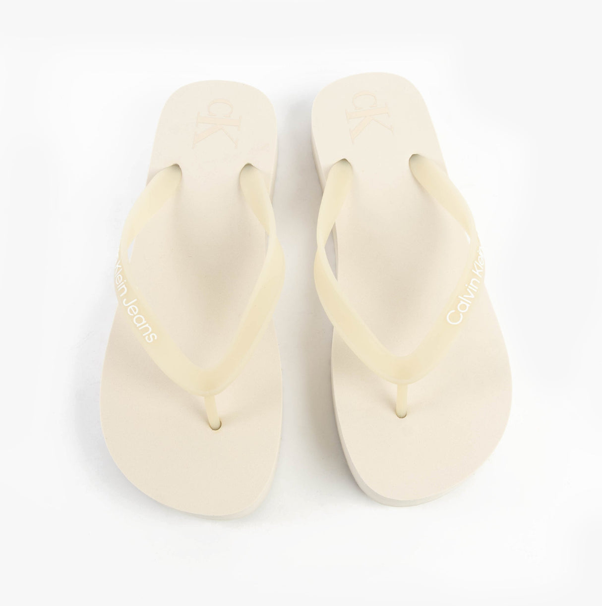 Calvin Klein BEACH SANDAL FLATFORM Womens Sandals Eggshell/Bright White