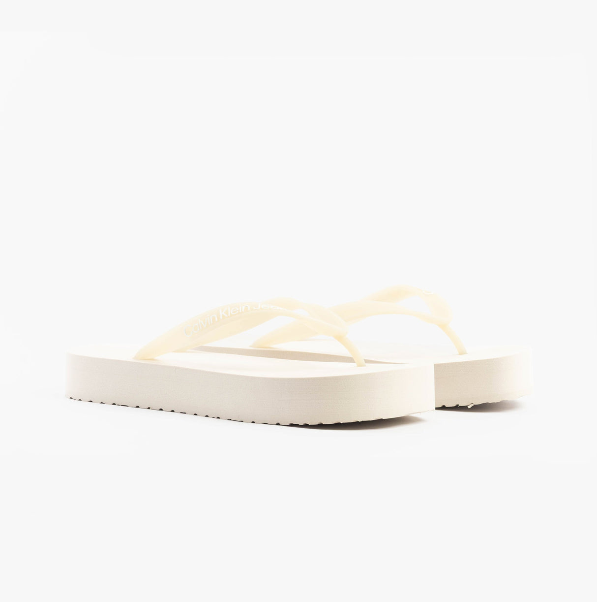 Calvin Klein BEACH SANDAL FLATFORM Womens Sandals Eggshell/Bright White