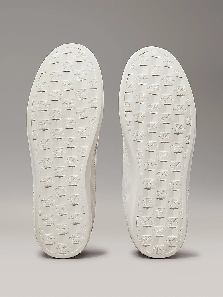 Calvin Klein CLASSIC CUP Mens Leather Trainers Bright White/Charcoal Grey