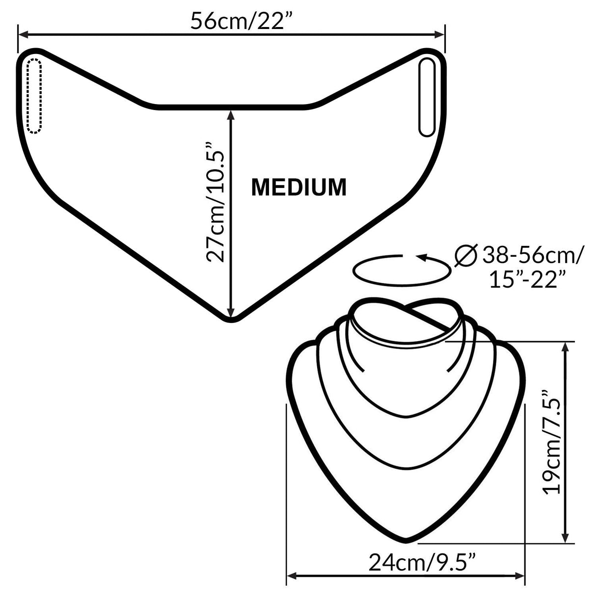 Premium Neckerchief Style Adult Dribble Bib - Waterproof & Discreet - Medium - Navy