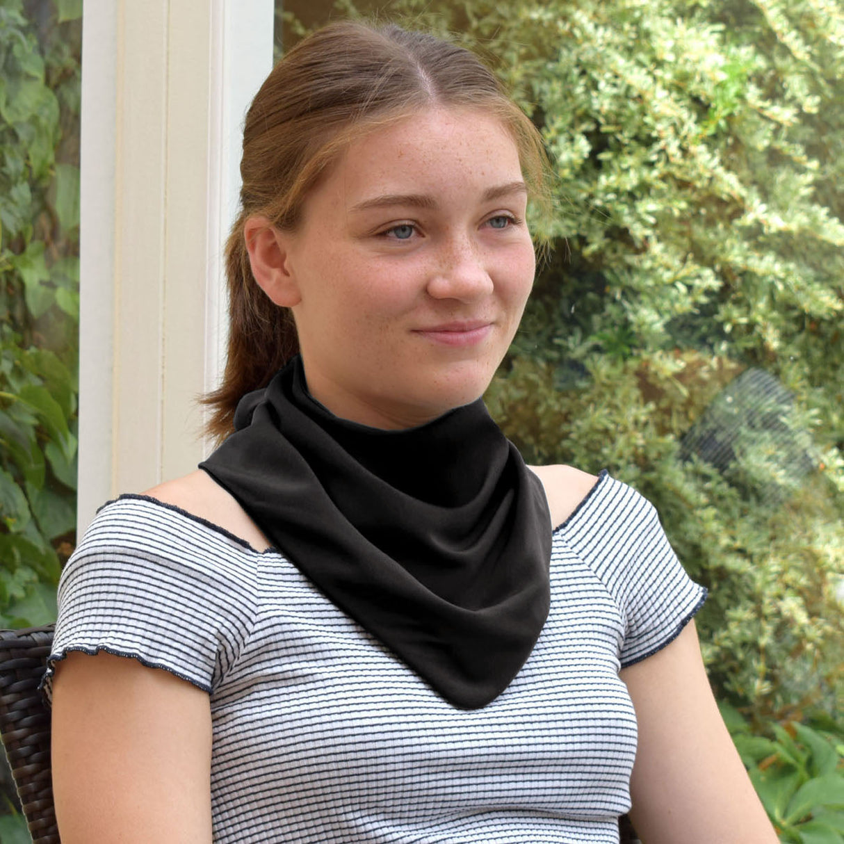 Premium Neckerchief Style Adult Dribble Bib - Waterproof & Discreet - Medium - Charcoal Black