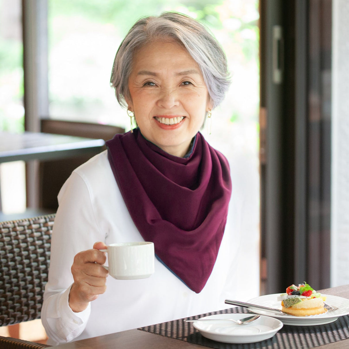 Premium Neckerchief Style Adult Dribble Bib - Waterproof & Discreet - Large - Burgundy