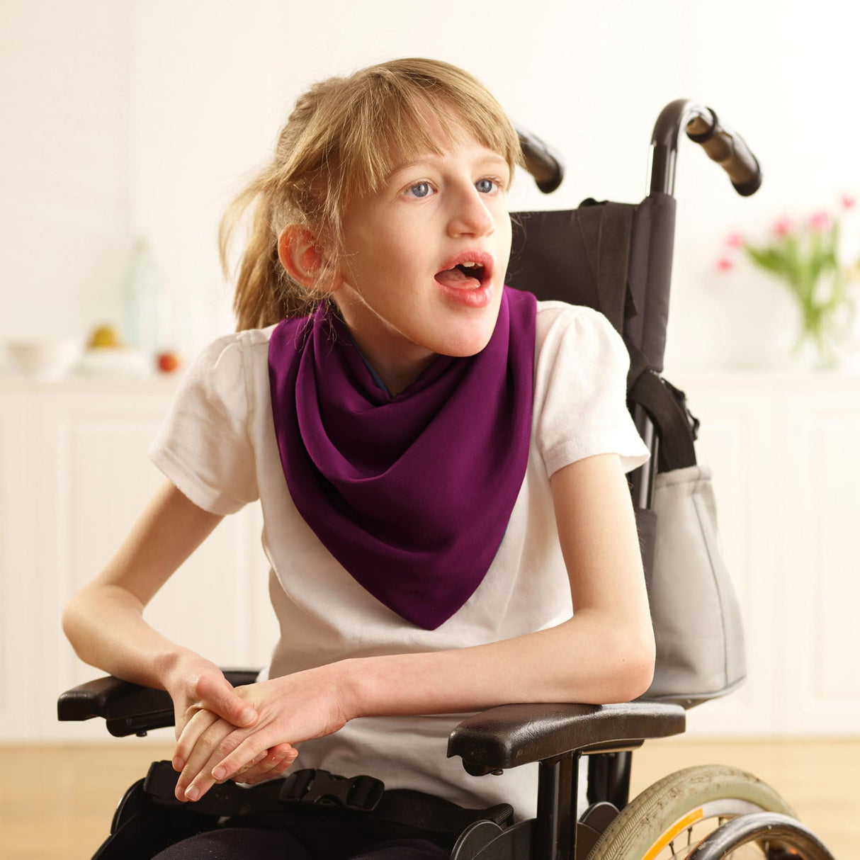 Premium Neckerchief Style Adult Dribble Bib - Waterproof & Discreet - Medium - Aubergine