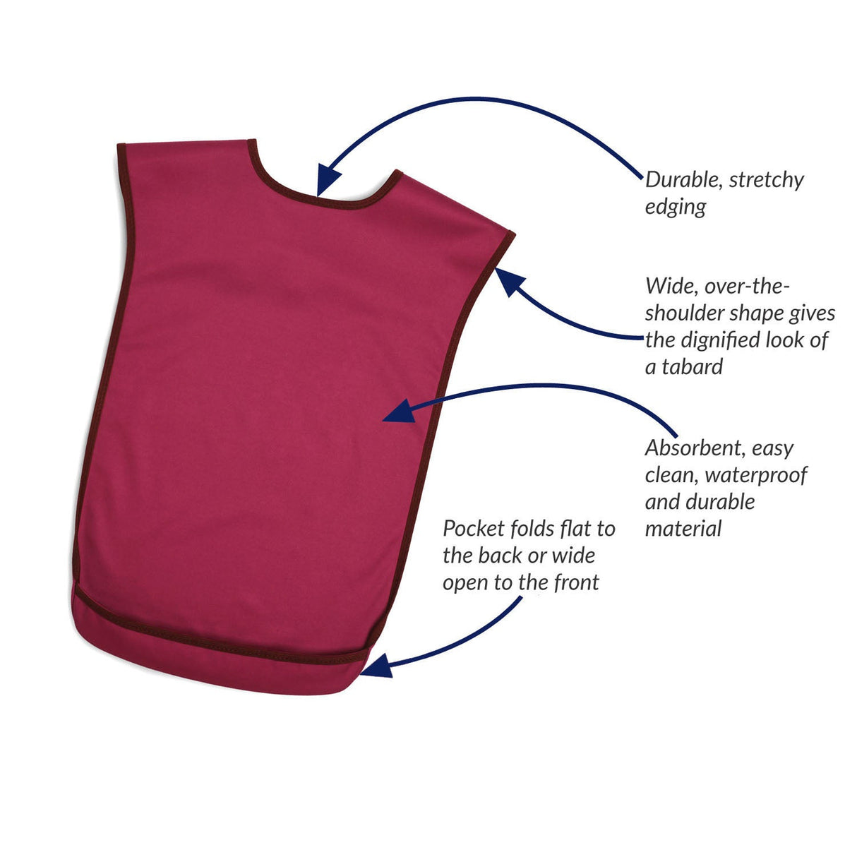 Tabard style adult bib - Large Burgundy