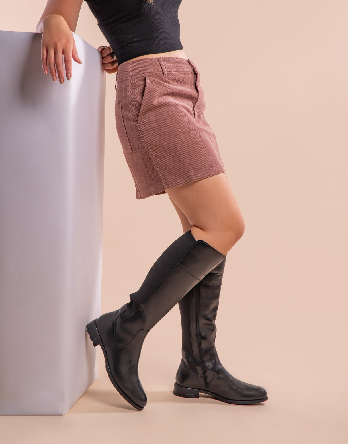 Cipriata SILVIA Womens Leather Zip High Leg Boots Black