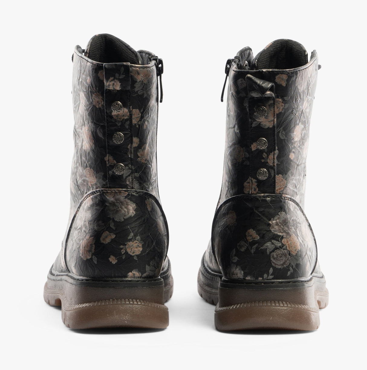 Cipriata ANNETTA Womens Lace-Up Floral Boots Black/Bronze/Floral