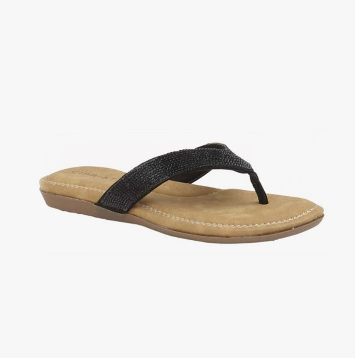 Cipriata ALCEE Womens Diamante Toe Post Sandals Black