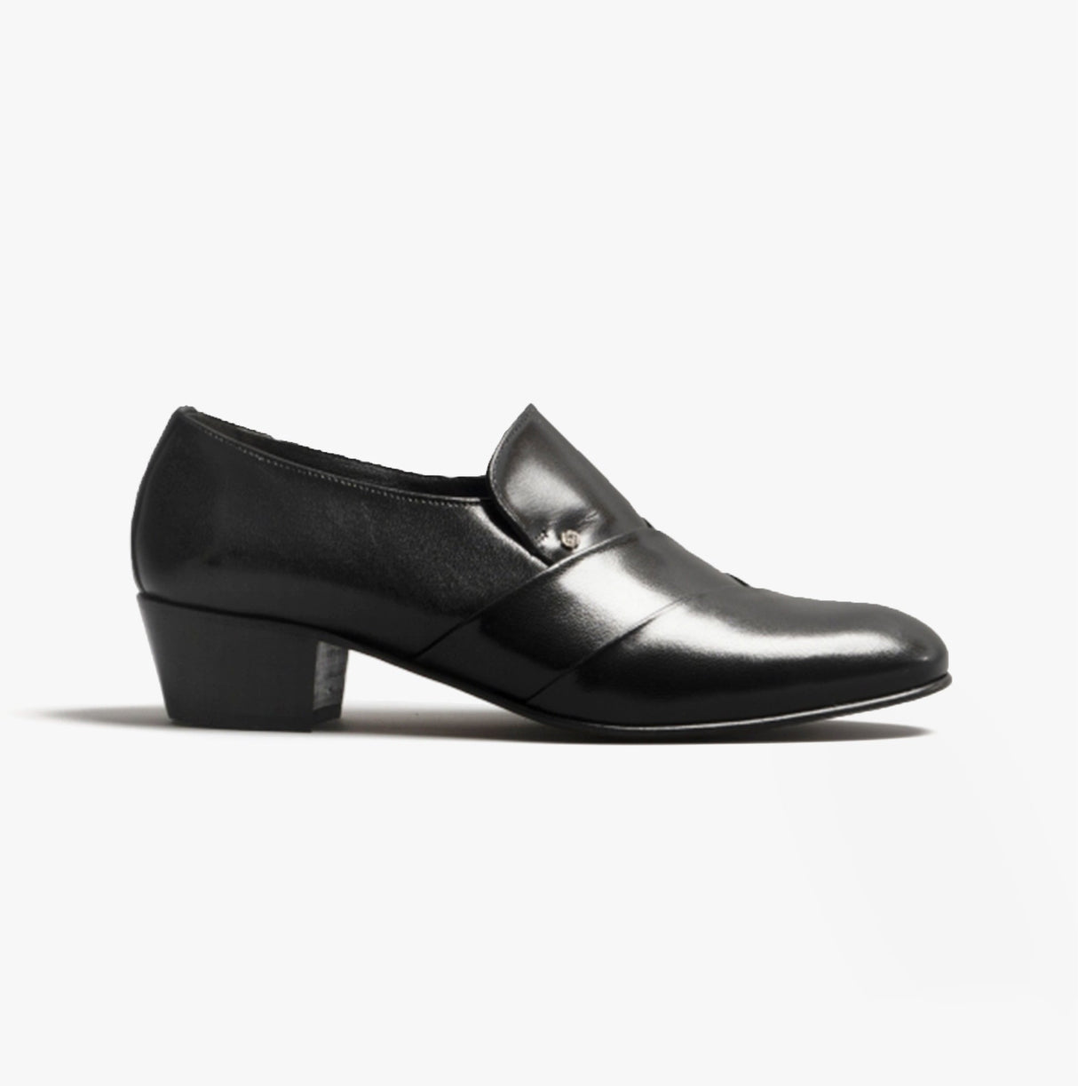 RICO Mens Smooth Leather Cuban Heel Shoes Black