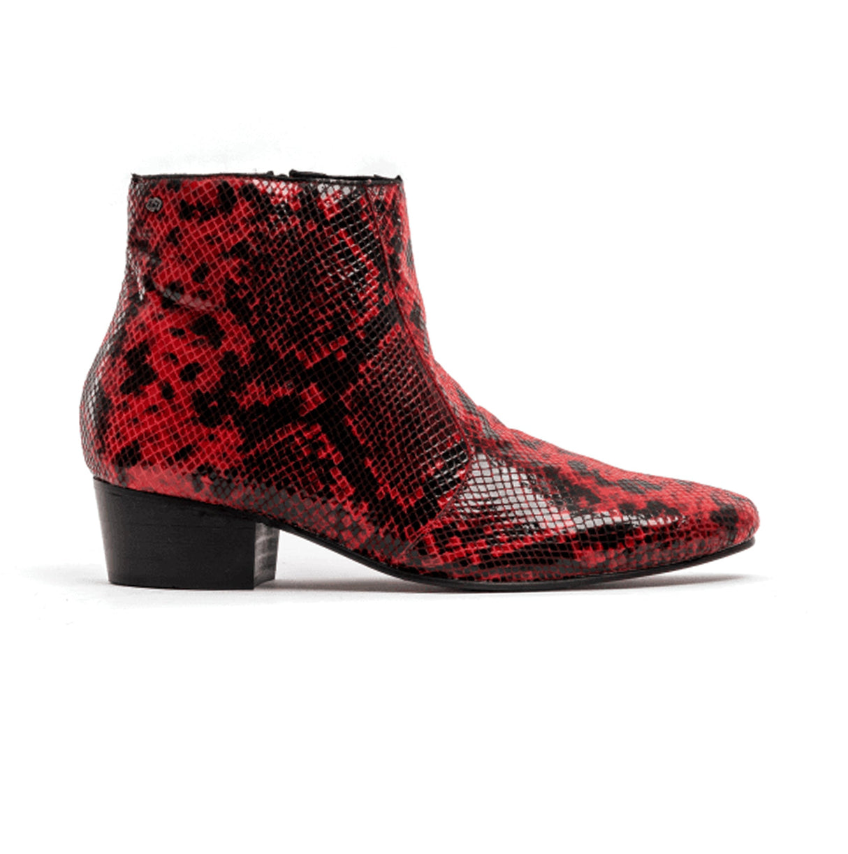 Club Cubano ROMARIO Mens Leather Cuban Heel Boots Python Red