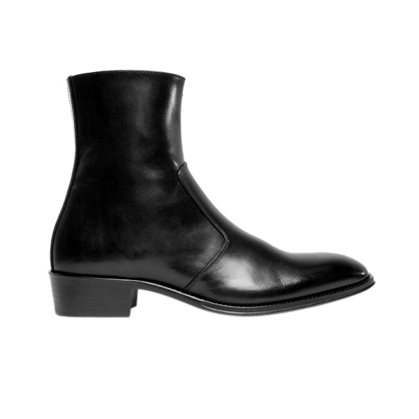 Club Cubano ARNO Mens Leather Cuban Heel Boots Black