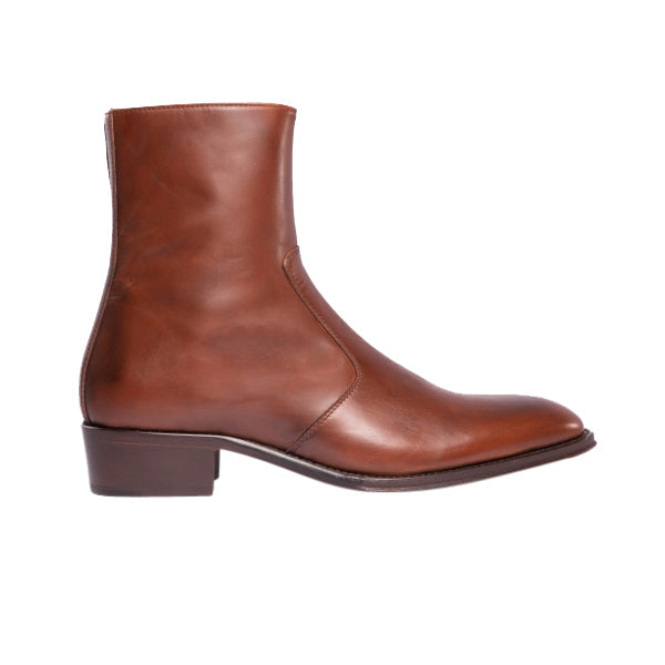 Club Cubano ARNO Mens Leather Cuban Heel Boots Cognac