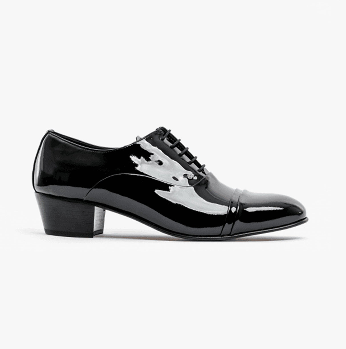 Club Cubano CORDOBA Mens Patent Leather Lace Up Cuban Heel Oxford Shoes Black