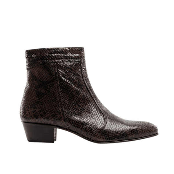 Club Cubano EMMANUEL Mens Snakeprint Leather Cuban Heel Boots Vison
