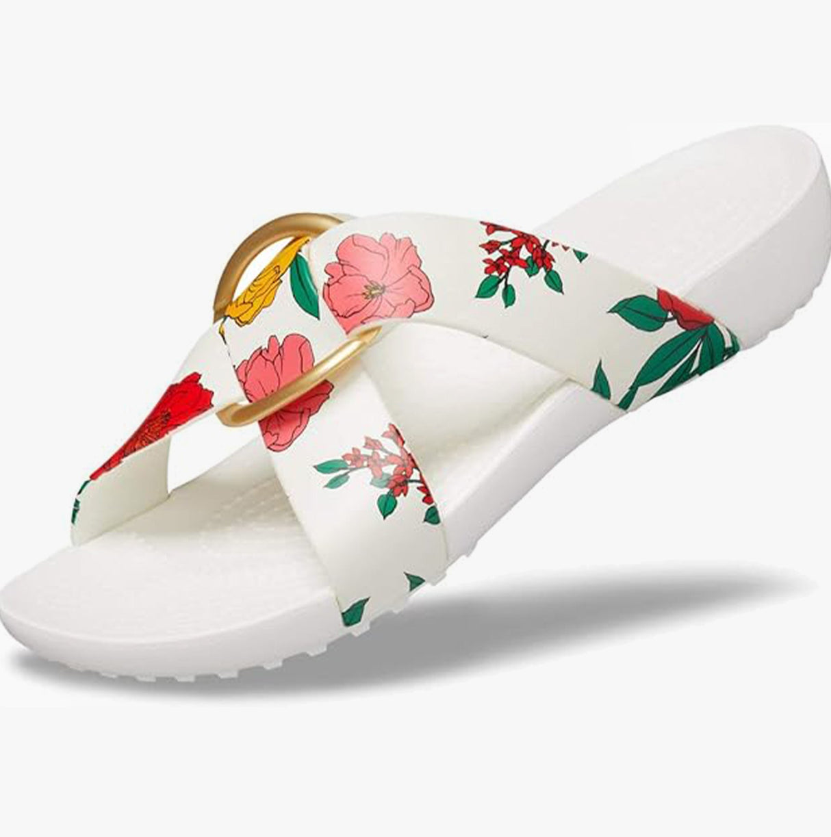 Crocs 206434-97E SERENA PRINTED CROSSBAND Womens Sandals Floral/White