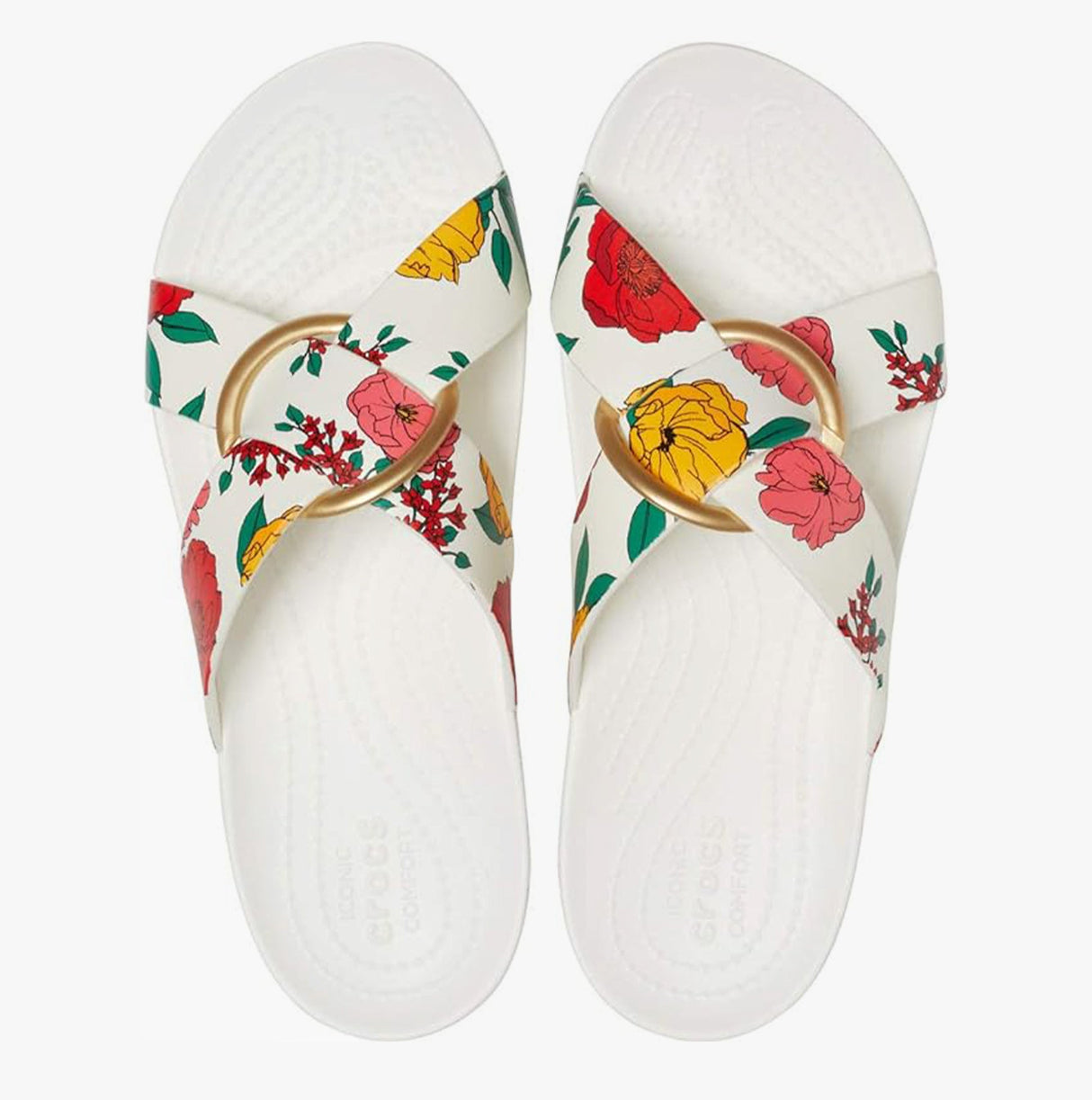 Crocs 206434-97E SERENA PRINTED CROSSBAND Womens Sandals Floral/White
