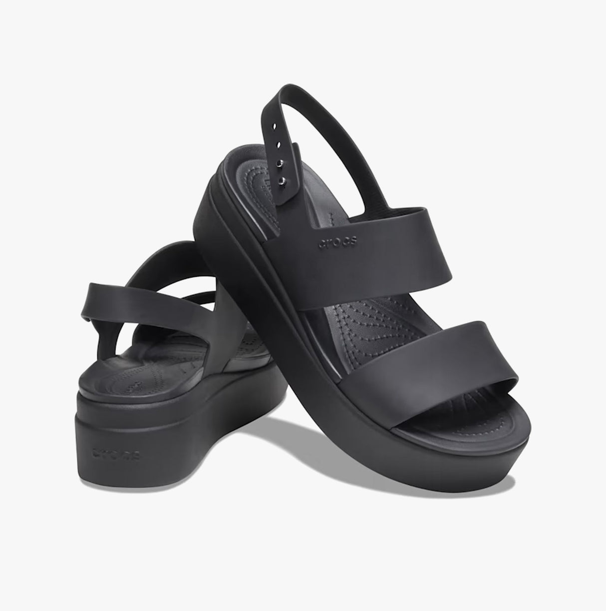 Crocs 206453-060 BROOKLYN LOW WEDGE Womens Sandals Black