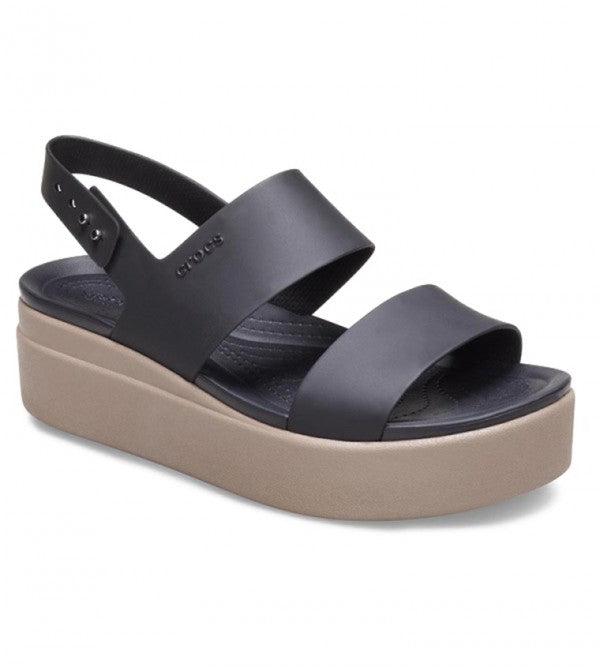 Crocs 206453-07H BROOKLYN LOW WEDGE Womens Sandals Black/Mushroom