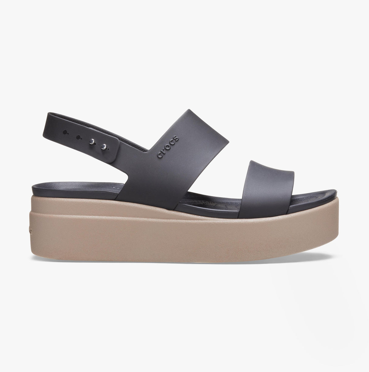 Crocs 206453-07H BROOKLYN LOW WEDGE Womens Sandals Black/Mushroom