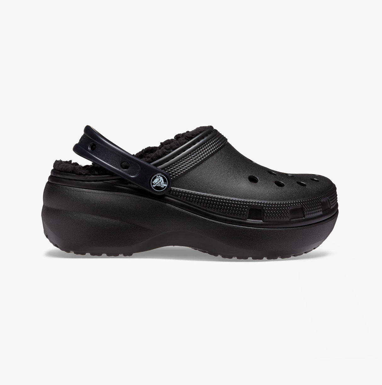 Crocs 207938-001 CLASSIC PLATFORM LINED Womens Clogs Black