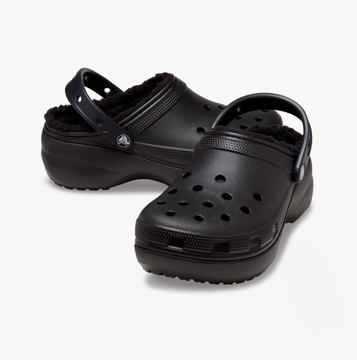 Crocs 207938-001 CLASSIC PLATFORM LINED Womens Clogs Black