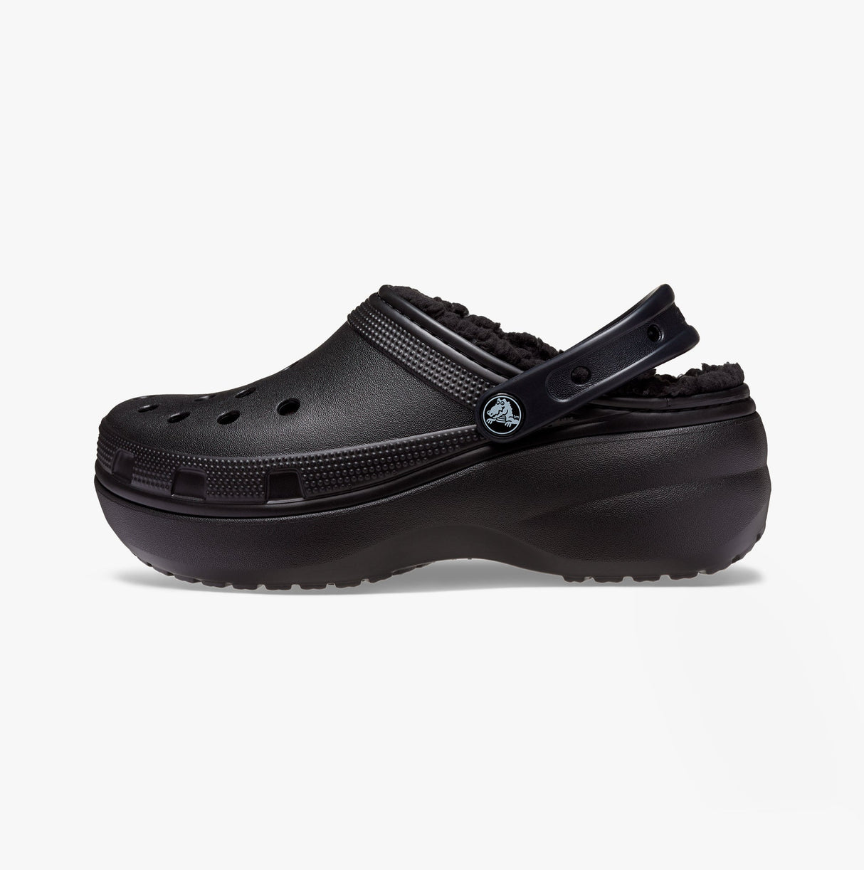 Crocs 207938-001 CLASSIC PLATFORM LINED Womens Clogs Black