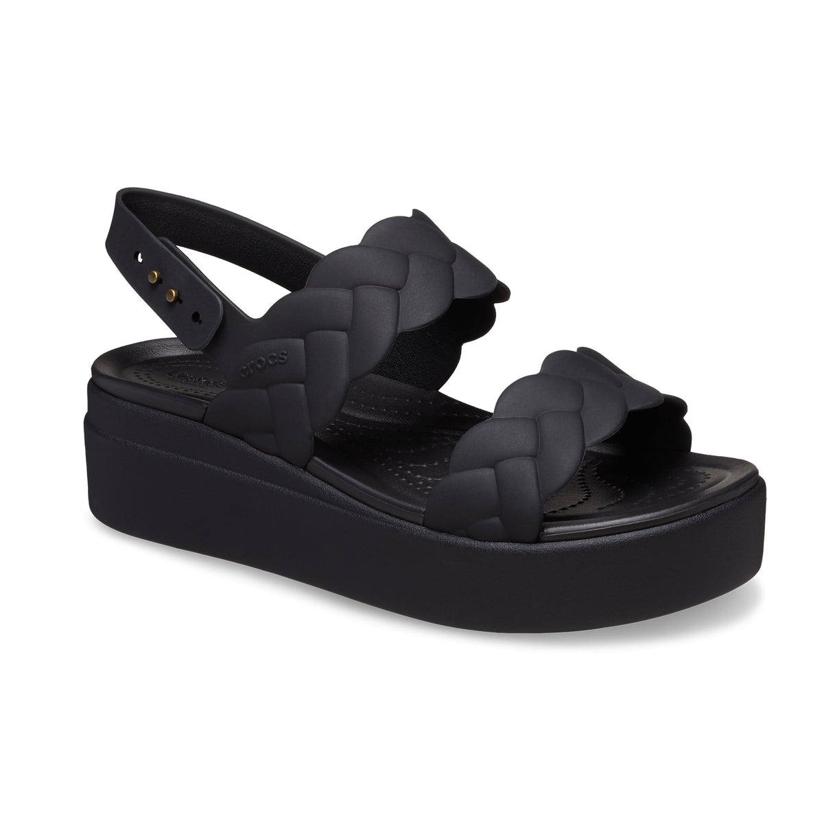 Crocs 209977-060 BROOKLYN WOVEN UPPER LOW Womens Sandals Black
